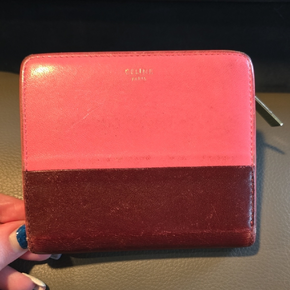 Celine Two-Tone Pink and Burgundy Wallet